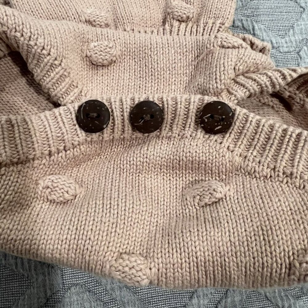 Angou Sz 80 (18-24m) Mauve Popcorn Knit Romper - Picture 5 of 7